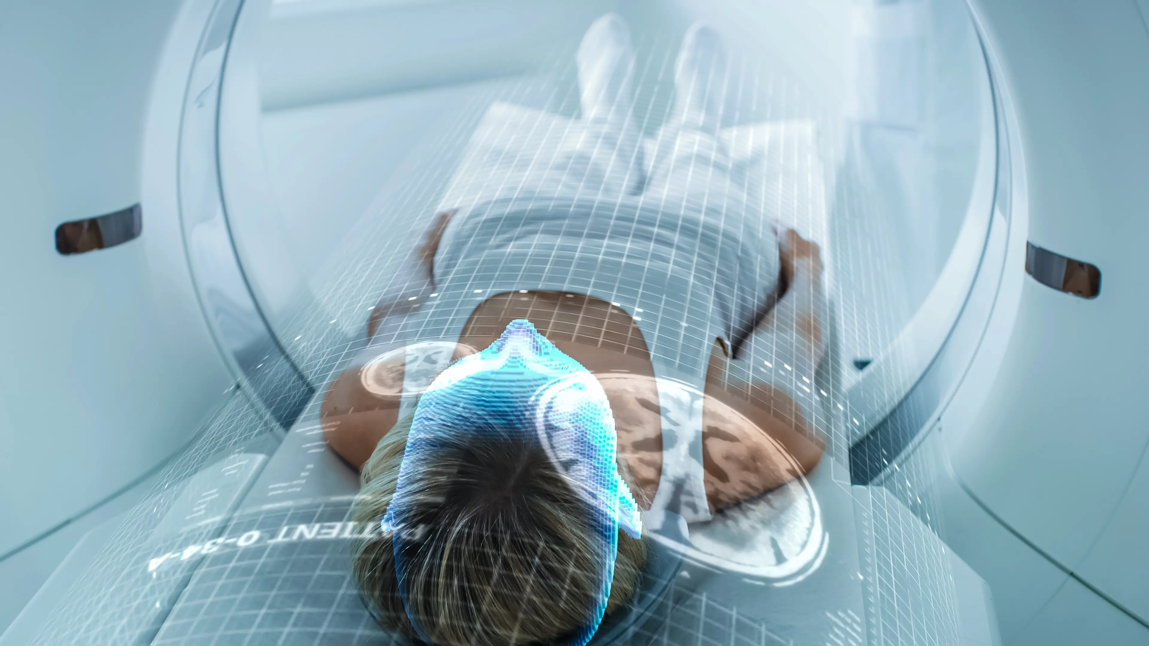 Female,Patient,Lying,On,Ct,Or,Pet,Or,Mri,Scan